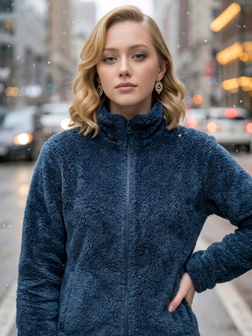 Swiss Alps Cozy Women's Plush Zip-Up Jacket